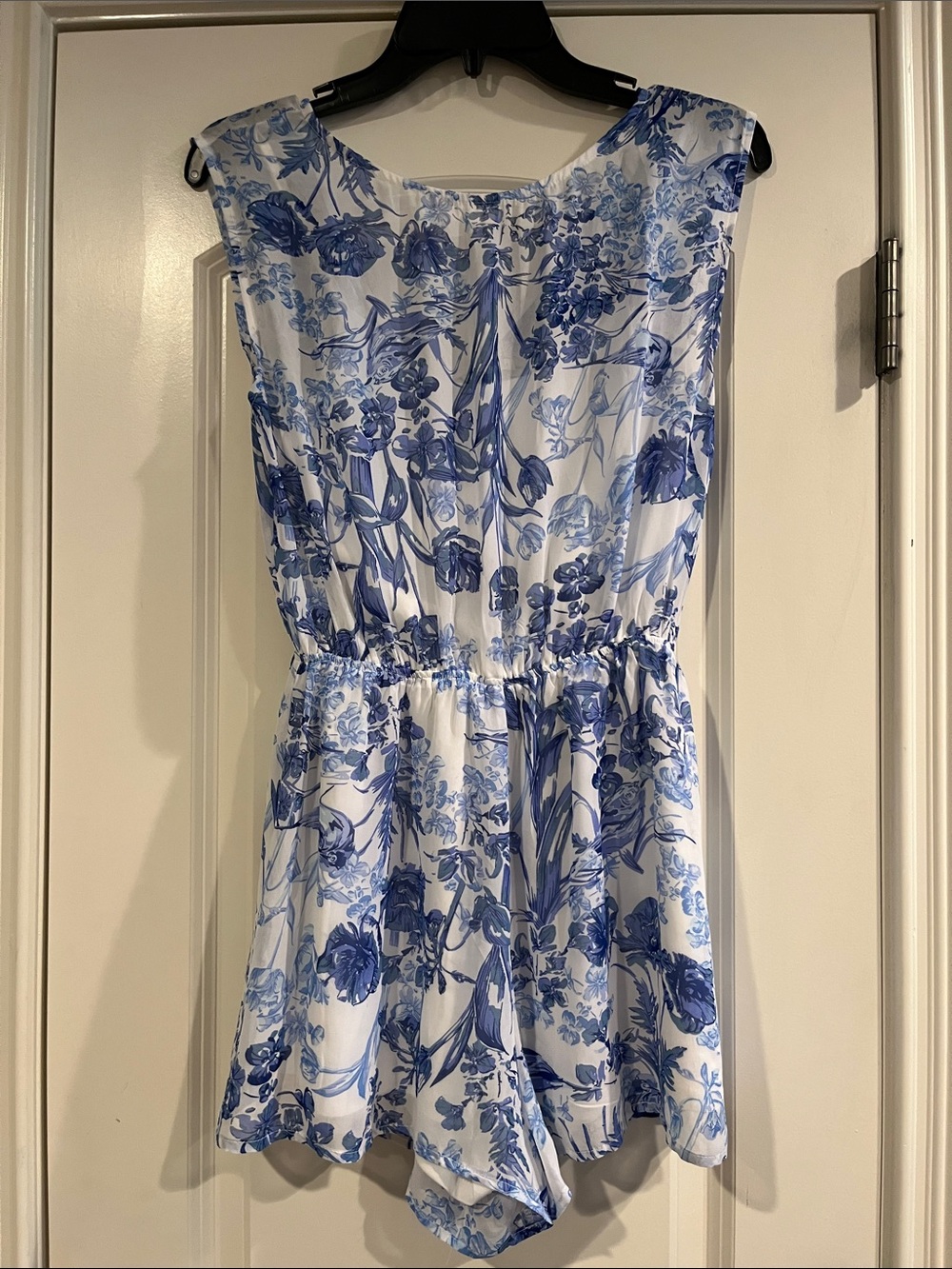 Paper Crane Blue and White Floral Romper
